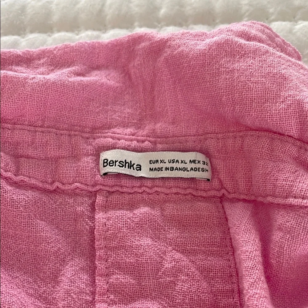 Pink Button-Up Shirt and Shorts Set - Picture 2 of 4